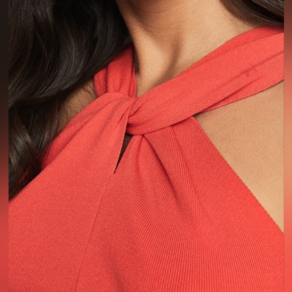 REISS Twist Neck Top Brooke Red Sz L NWT - Picture 2 of 8